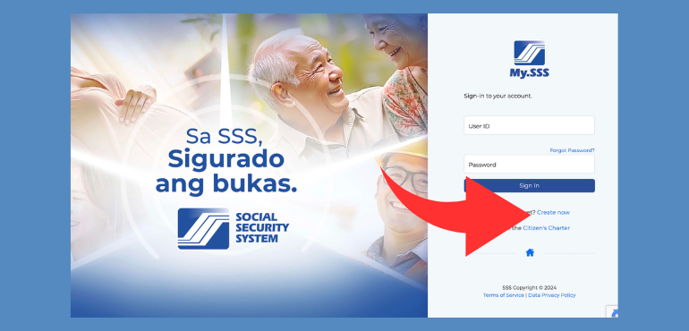 My SSS log in page and create account 