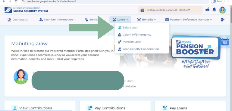 how to access the sss salary loan page