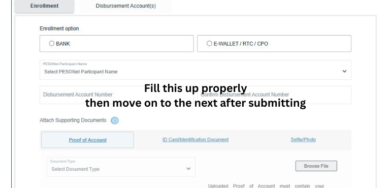 Filling up loan disbursement details