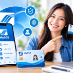 a young woman doing a umid id application