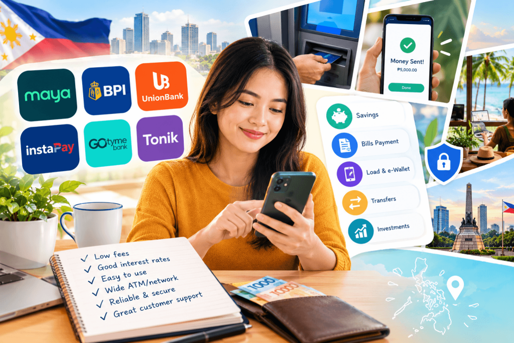 a girl choosing a digital bank on her phone